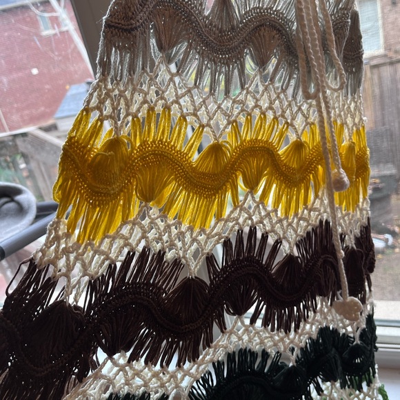 Small Crochet Dress Mesh Knit Orange, White and Green - Picture 4 of 5